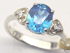 Blue CZ Sterling Silver Ring Rhodium plated, 37