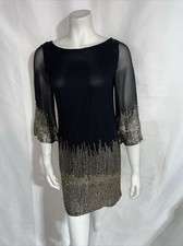 alice + olivia Silk Embellished Blackl Cocktail Mini Dress Sleeveless S