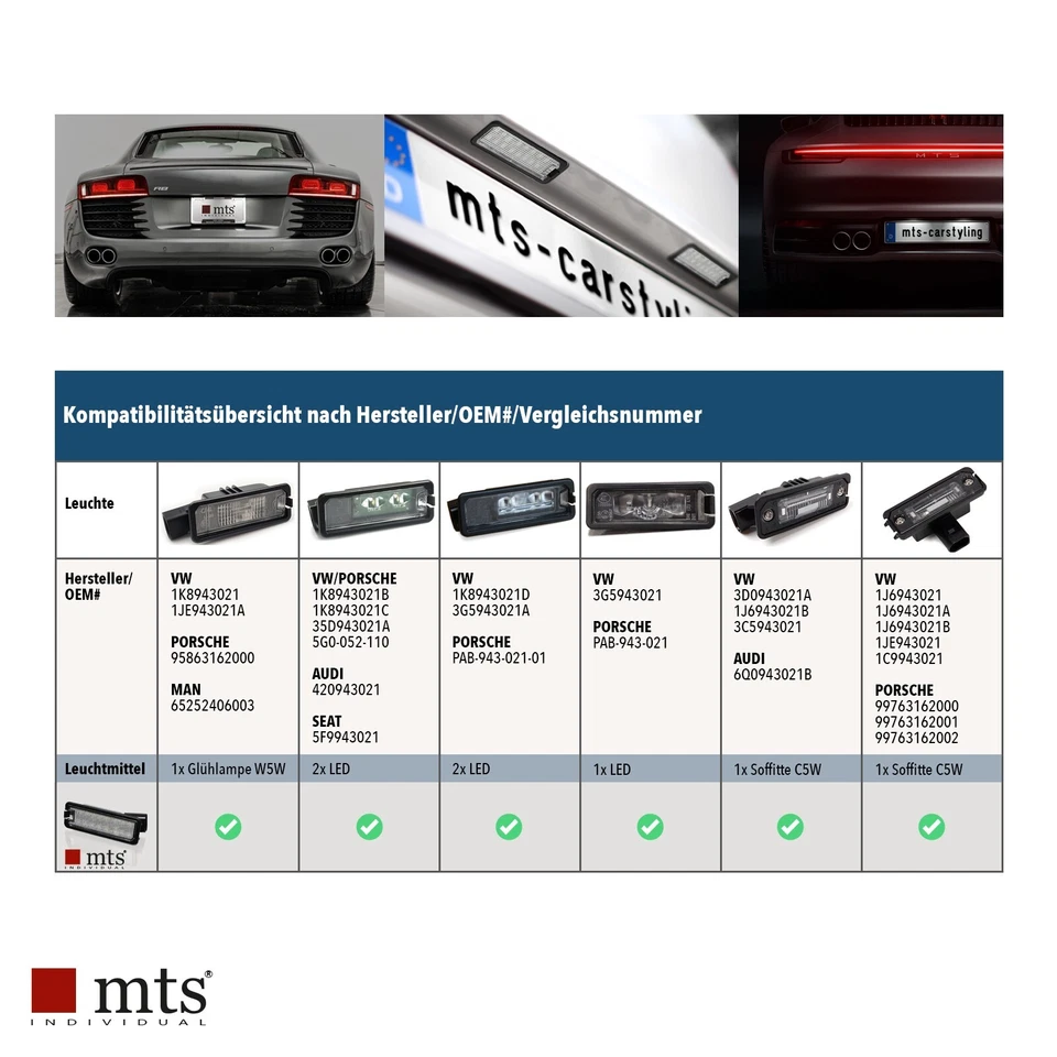 16-LED Kennzeichenbeleuchtung für Audi Q8 R8 Porsche 911 Boxster Cayman Cayenne - Bild 4 von 4