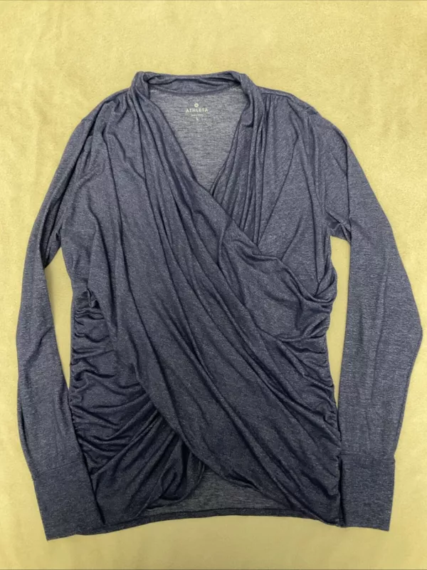 athleta long sleeve drape bodice heather shirt