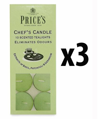 Prices Chef's Tealights Candles 30pk - Scented Eliminate Cooking Odours Smells - Picture 2 of 5