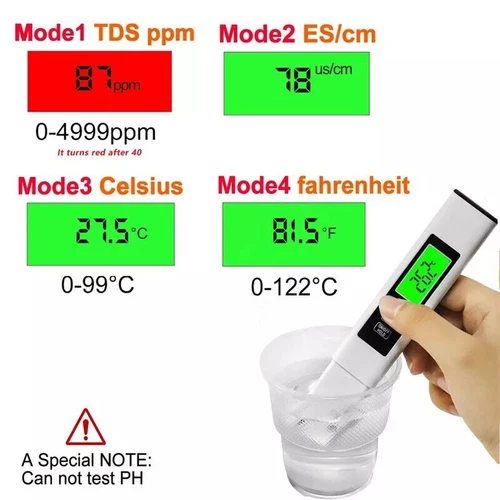 4in1 Drinking Water Tester Digital TDS PPM Meter Water Quality Purity Test Tool - Picture 10 of 14