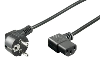 5m Netzkabel Stecker 90° CEE 7/7 > Buchse 90° C13 Kaltgeräteanschluss schwarz