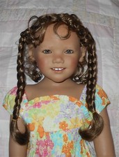 WEE 3 KATIE Doll Wig SZ 14/15 LT BROWN Long Braids/Curly Bangs No Part Back NWT