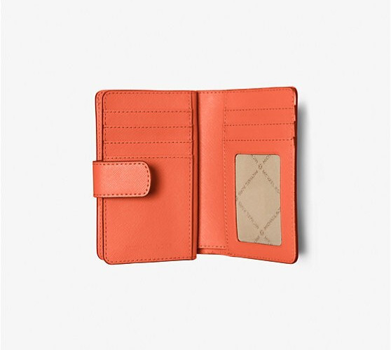 Michael Kors Jet Set Travel Medium Bifold Zip Coin Wallet Red Clay Leather