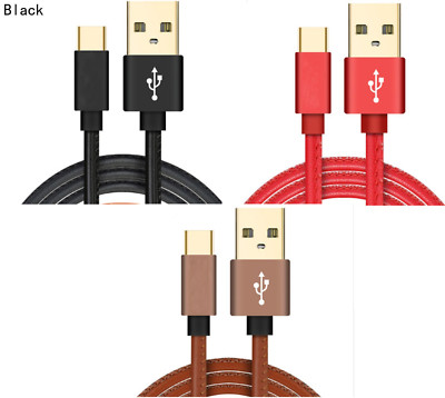 LEATHER FAST CHARGE 2.4A USB-C 3.1 Type C Charger Cable Adapter Lead TOP QUALITY