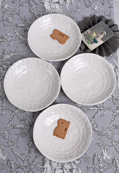 Teller Servierteller Dessertteller Shabby Porzellanteller Set Suppenteller Weiss-image