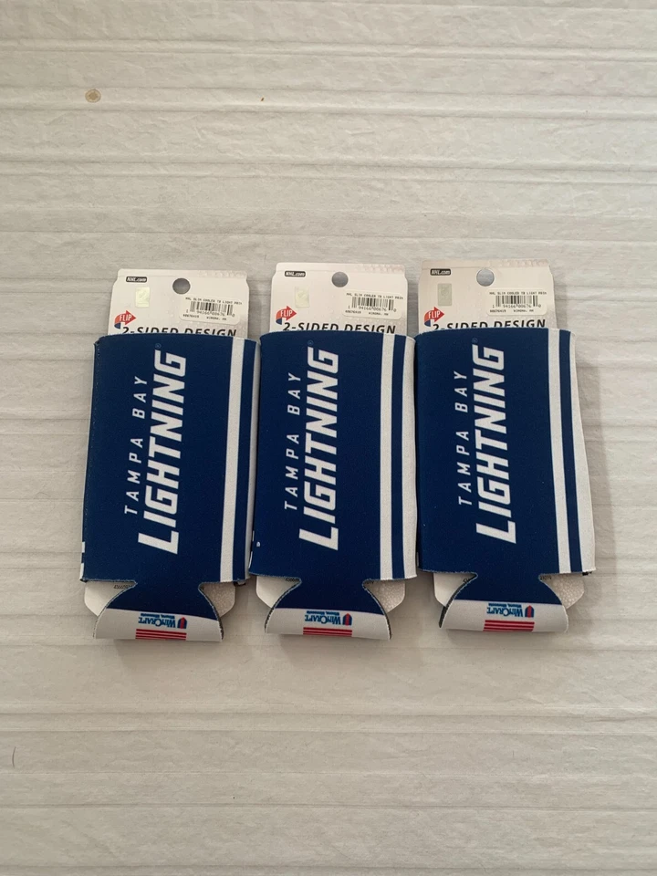 Tampa Bay Lightning NHL Set Of 3 2-Sided Slim Can Koozies Coozies Cooler - Image 2 of 2
