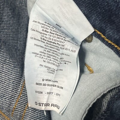 G-STAR RAW MEN'S 5620 3D SUPER SLIM Denim Jeans VINTAGE DESTROY Sz