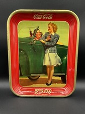 Coke Cola Tray 1942 Girls Car Roadster Vintage Original Advertisement M-50 Nice!
