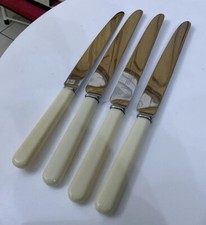 Vtg Joseph Rogers 4 Stainless Steel 23cm Celluloid Butter Dinner Knives Cutlery
