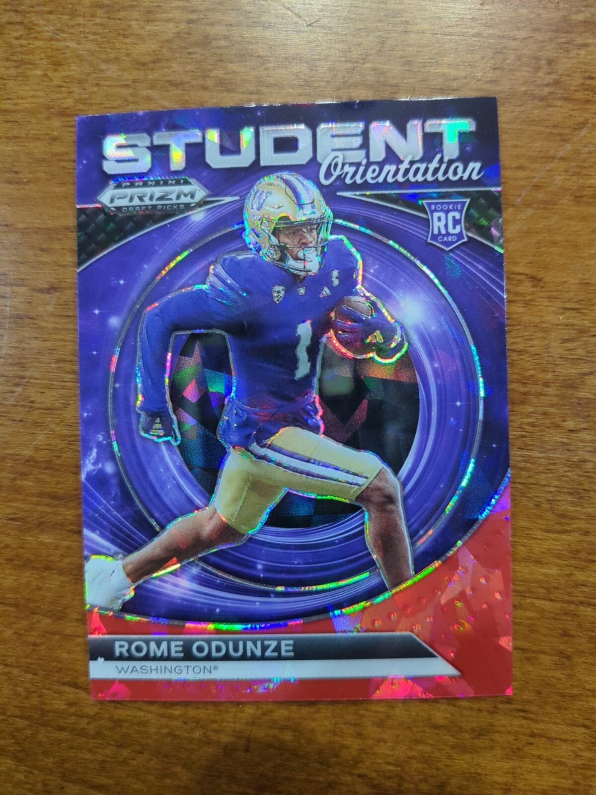 2024 Panini Prizm Draft Rome Odunze Student Orientation Red Cracked Ice