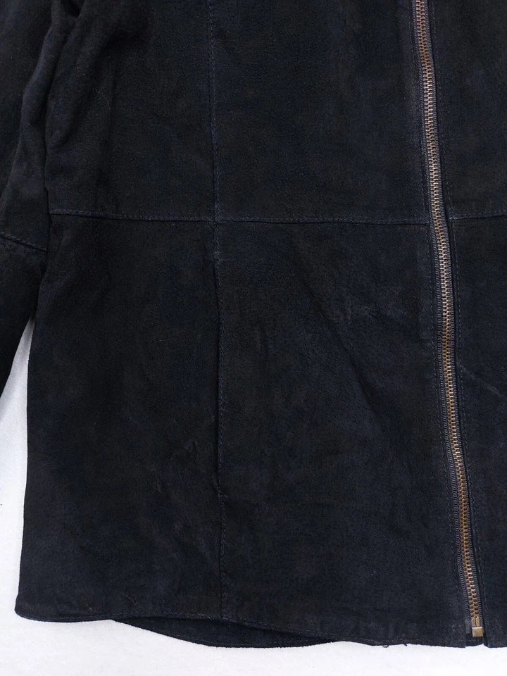 Chaqueta de gamuza de cuero vintage para mujer XL para hombre unisex plateada zorro motociclista negra Foto 4 de 4