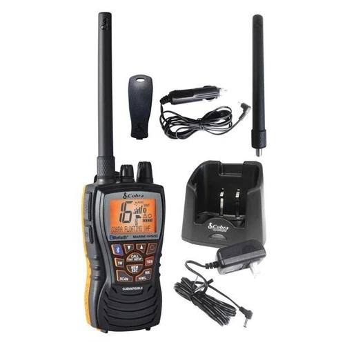Cobra Floating HANDHELD VHF LCD BLUETOOTH MARINE RADIO 12V & Mains Charger HH500