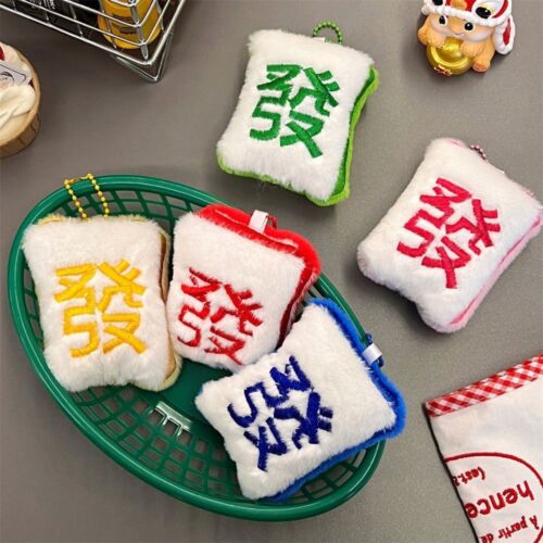 Handmade Mini Mahjong Plush Pendant Embroidered Bag Keychain Pendant  New Year - Bild 1 von 13