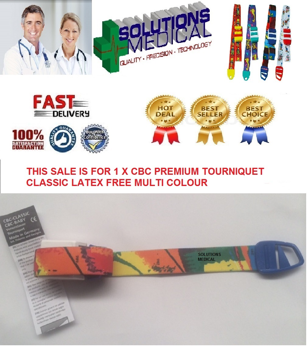 1 X Cbc Premium Tourniquet Classic Latex Free Multi Colour Design 40cm