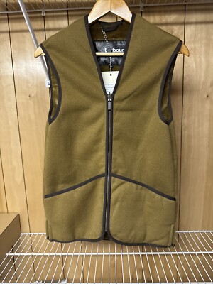 Barbour warm pile waistcoat zip-in liner Size 36 fleece vest in  whiskey suede 