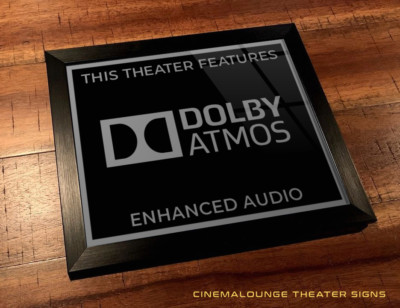 Framed 8'' x 10'' Home Theater / Cinema Sign - Dolby Atmos (Original Logo)