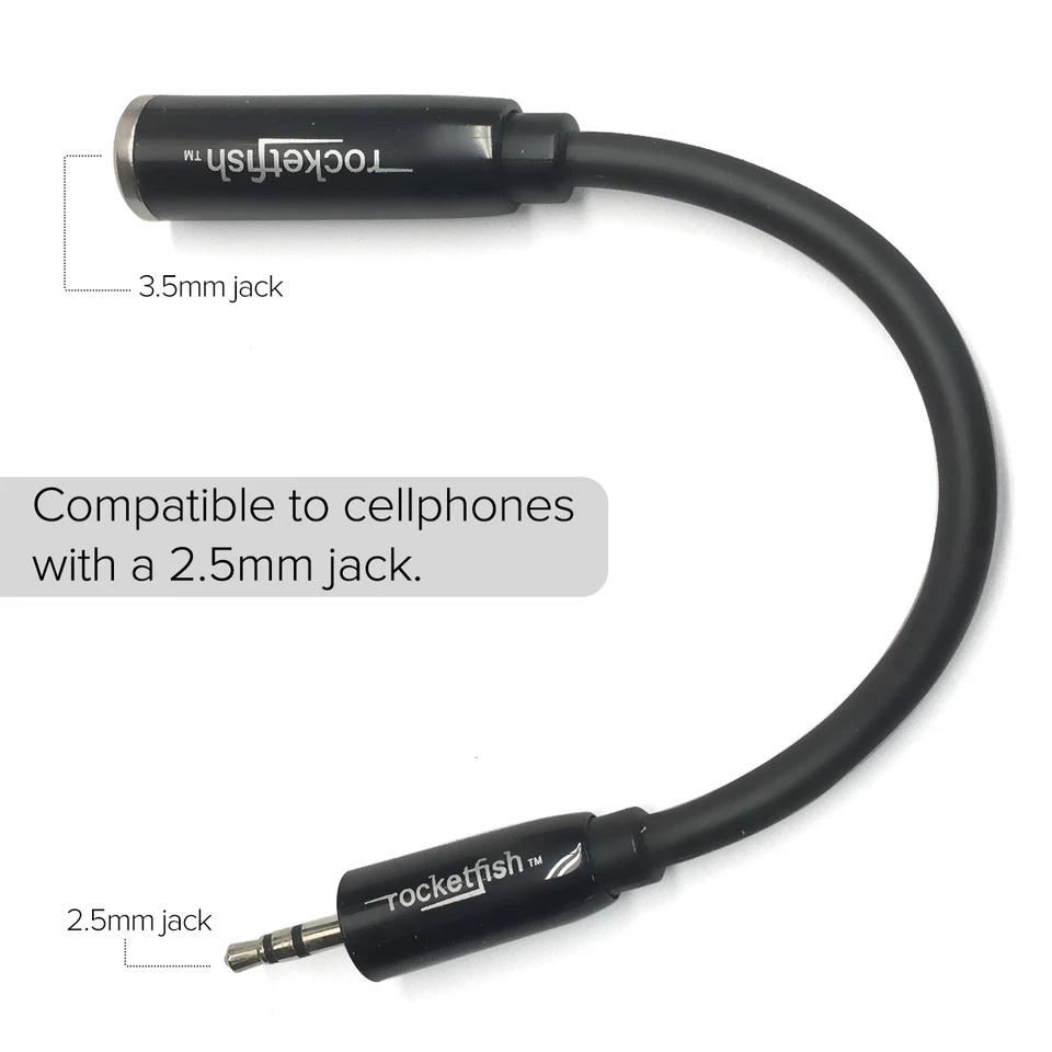 Adaptador estéreo Rocketfish de 2,5 mm macho a 3,5 mm hembra auxiliar para auriculares auriculares Foto 4 de 4
