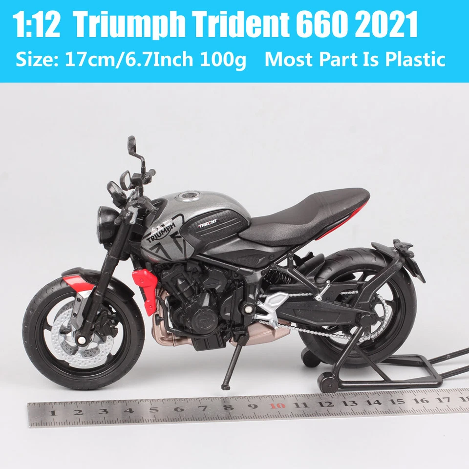 Welly escala 1/12 Triumph Trident 660 2021 diecast motocicleta modelo bicicleta de juguete Foto 3 de 4