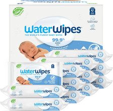 Waterwipes Plastic-Free Baby Wipes, 99.9 Water, Unscented, 60 Count Pack of 12
