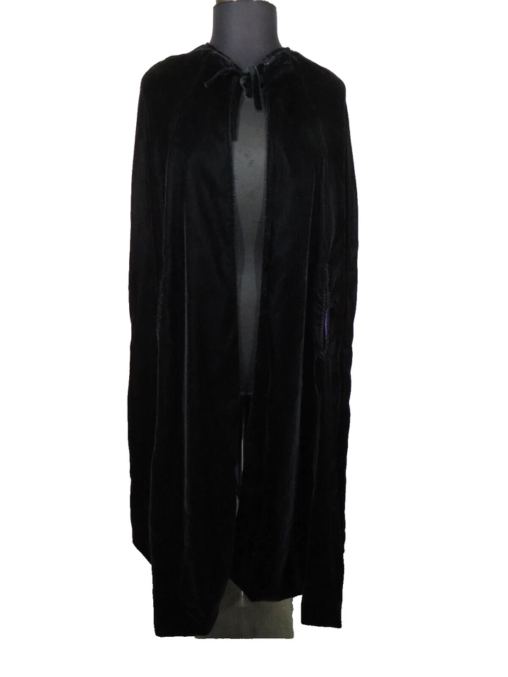 Vintage Morbid Threads Black Velvet Full Length Cloak Cape Witch Vampire Goth - Image 3 of 4
