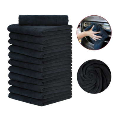 10 Pcs Edgeless Microfiber Towel No Tag No Scratch Professional  16''X16'' Black