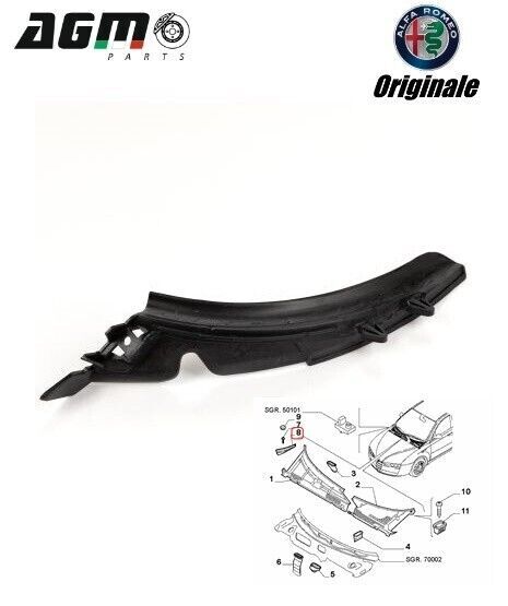 Cache De Pare-brise Droit Original Alfa Romeo 159/Brera - Réf. 156074516, Noir, Neuf