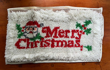 Vintage Latch Hook MERRY CHRISTMAS Santa Wall Hanging or Pillow FINISHED   24x12