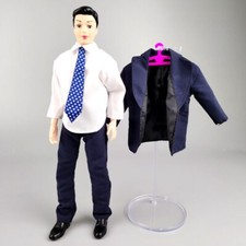 Dark Blue Business Suit for 12" Boy Doll Outfits Necktie Wedding Clothes Set 1/6