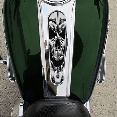 Custom Gas Tank Dash Console Insert for 08-15 Harley Streetglide CHROME SKULL S1
