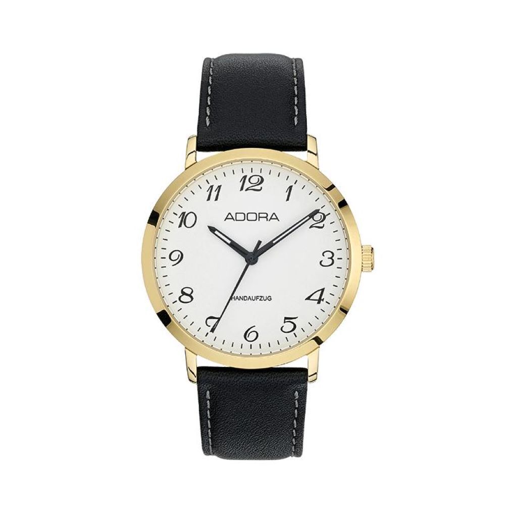 Adora En Reloj Pulsera Hombre Ø 40mm Acero Inox Cuerda Manual Pulsera de Cuero