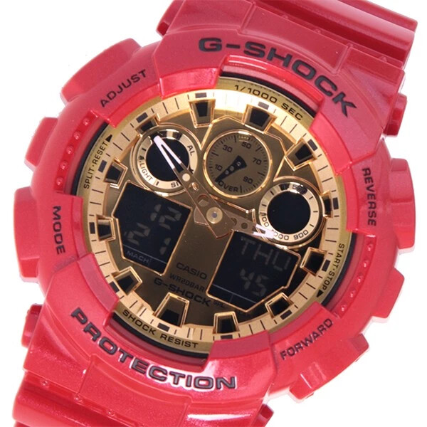 CASIO G-SHOCK GA-100VLA-4A Analog Digital Red-Gold Rubber