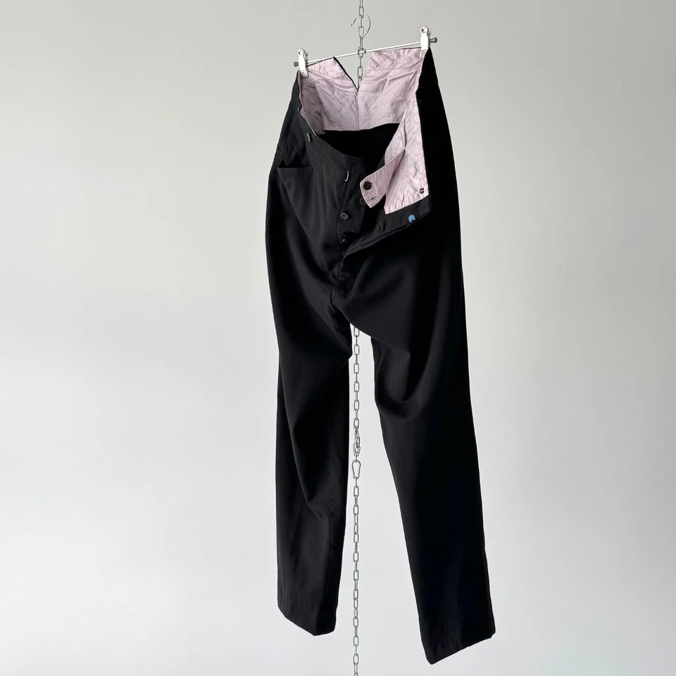 Pantalones negros antiguos para hombre de la era eduardiana suizos a medida con espalda trasera de la década de 1910 Foto 3 de 4