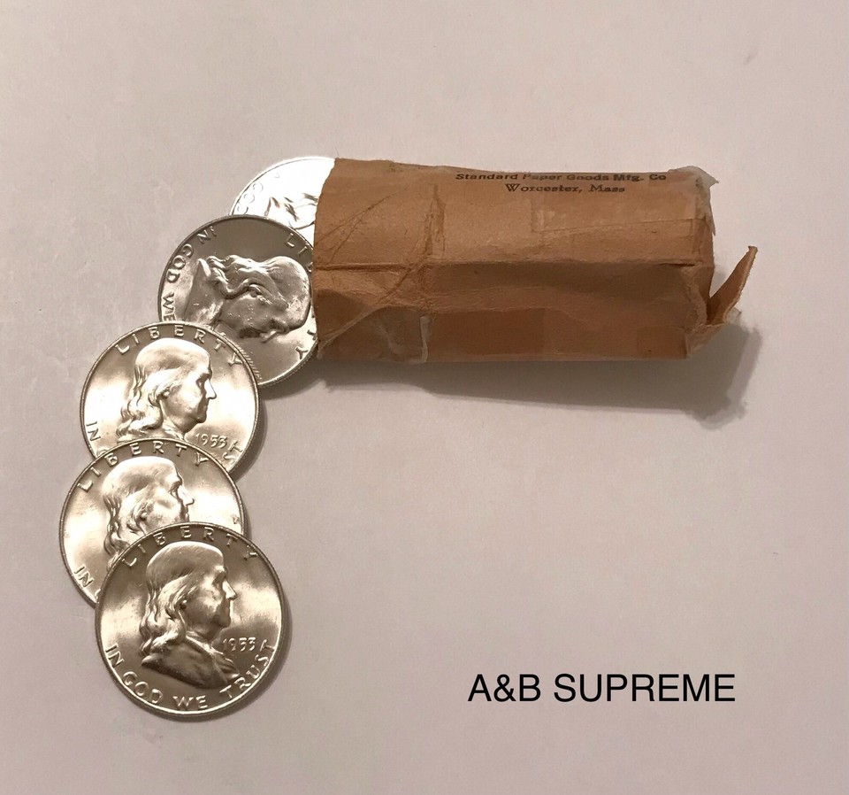 Franklin Half Dollar From OBW Roll Estate Hoard CHOICE-GEM Bu Unc. 90% ...