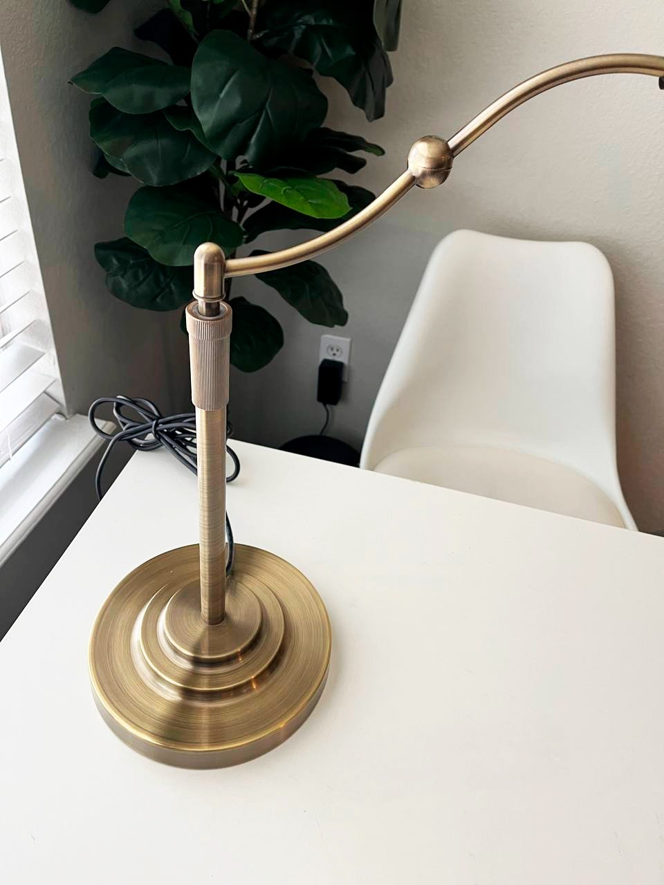 Vintage Brass Bankers Desk Lamp Adjustable Arm Reading Light Modern Office image 5