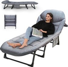 Adjustable Back Foldable Sun Lounger bed Recliner Garden Indoor Folding Chair UK