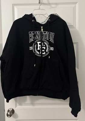 P.E Nation Black w/white logo Set Point Jacket SZ L Hoodie thick oversized NWT