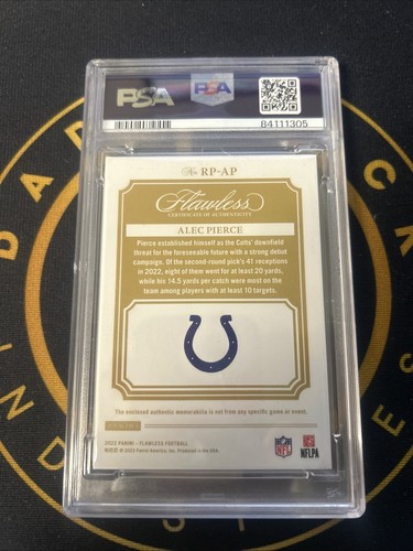 2022 Panini Flawless football alec pierce rookie patch silver /20 psa 9 - Picture 2 of 2
