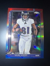 2025 Topps Chrome Football Red White & Blue Refractor Devontez Walker #26 Ravens