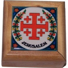 First Communion Box - Rosary Box - Bethlehem Olive wood Metal - Holy Communion 