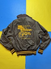 Vintage 80s Montgomery Tank Line Trucker Jacket Button Medium Bomber Brown