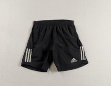 Adidas Men Athletic Shorts M Black Striped Elastic Waist Pockets Logo Activewear