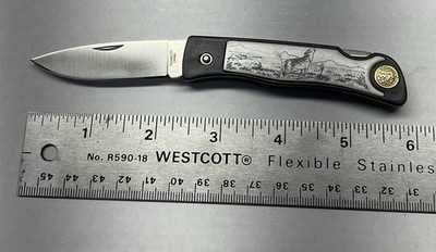 Frost Cutlery Single Blade Lock Back Knife Stainless Steel..Wolf Emblem