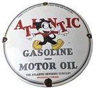Vintage Atlantic Gasoline Sign - Service Station Gas Pump Porcelain Sign