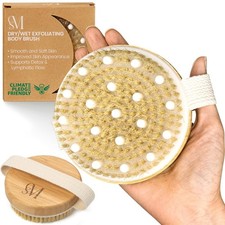 Dry Brushing Body Brush for Lymphatic Drainage- Natural Boar Bristle Exfoliating