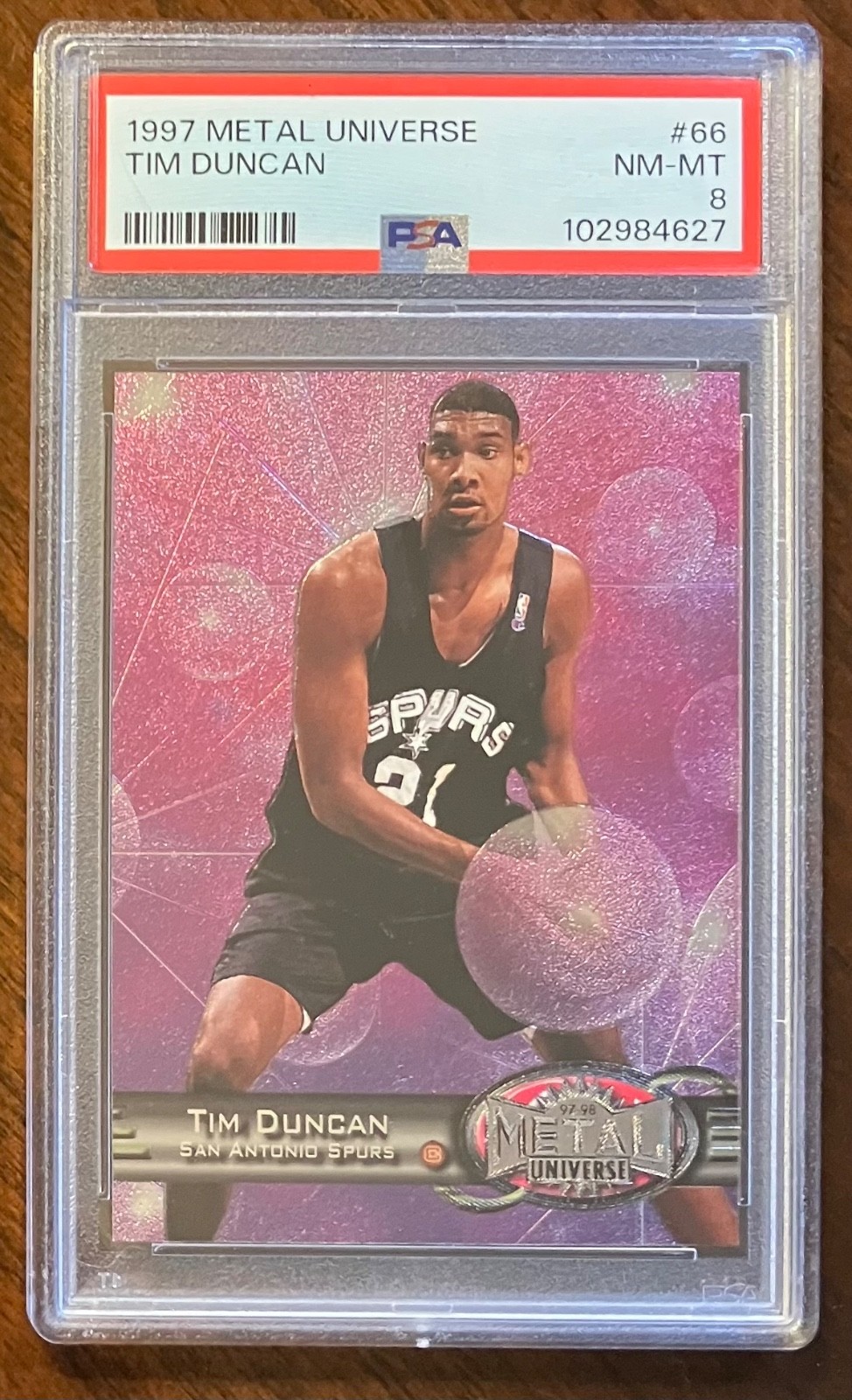 1997-98 Metal Universe #66 Tim Duncan PSA 8 RC San Antonio Spurs HOF