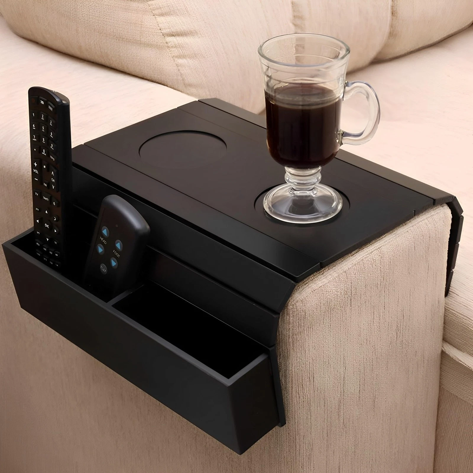 JIAJIAN Folding Sofa Armrest Tray Wood, Foldable, Side Storage Tool for...
