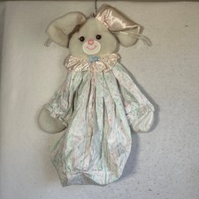 Vtg Lambs  Ivy Bunny Diaper Stacker Plush Nursery Decor Pastel Pink Blue USA
