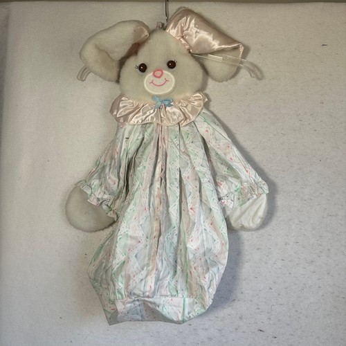 Vtg Lambs & Ivy Bunny Diaper Stacker Plush Nursery Decor Pastel Pink Blue USA